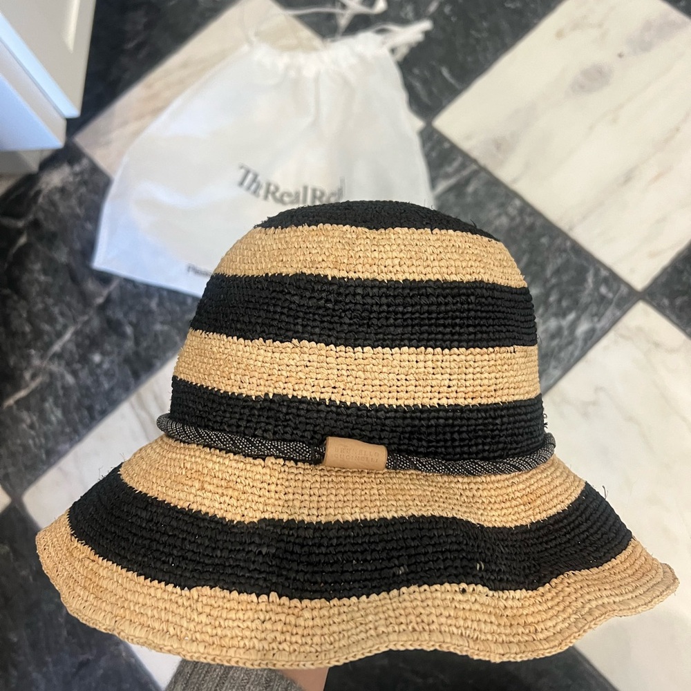 Brunello Cucinelli rafia black striped sun hat - Picture 2 of 4